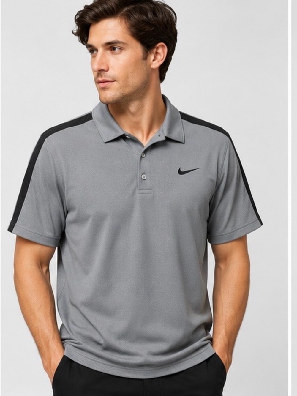 Nike Dri Fit Men’s Polo Style Gray Size Medium Golf Shirt